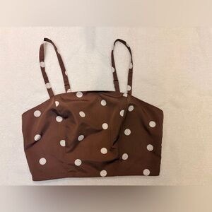 Polka Dot Brown Tote Bag with Adjustable Straps
